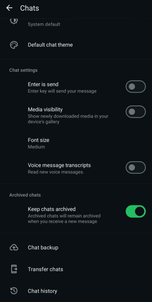 backup and restore whatsapp chats menu