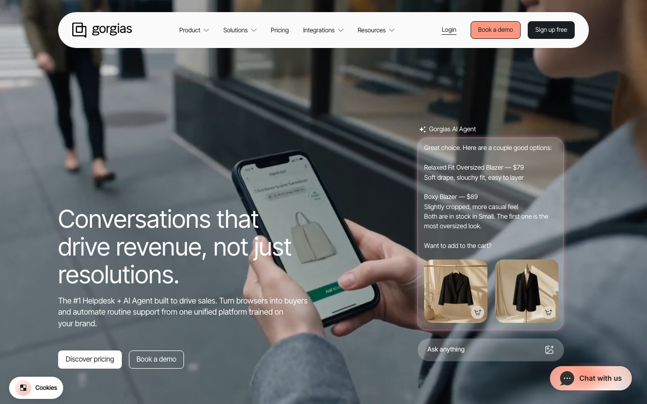 Gorgias ecommerce helpdesk homepage