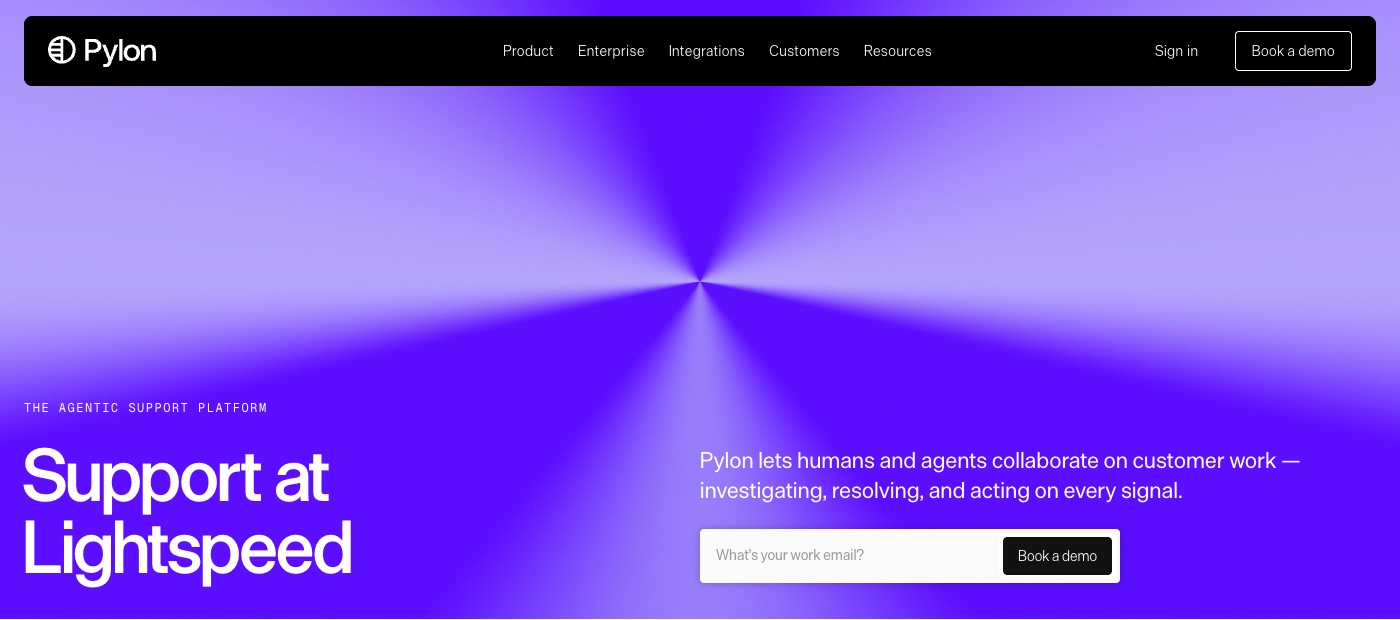 Pylon's homepage in 2026