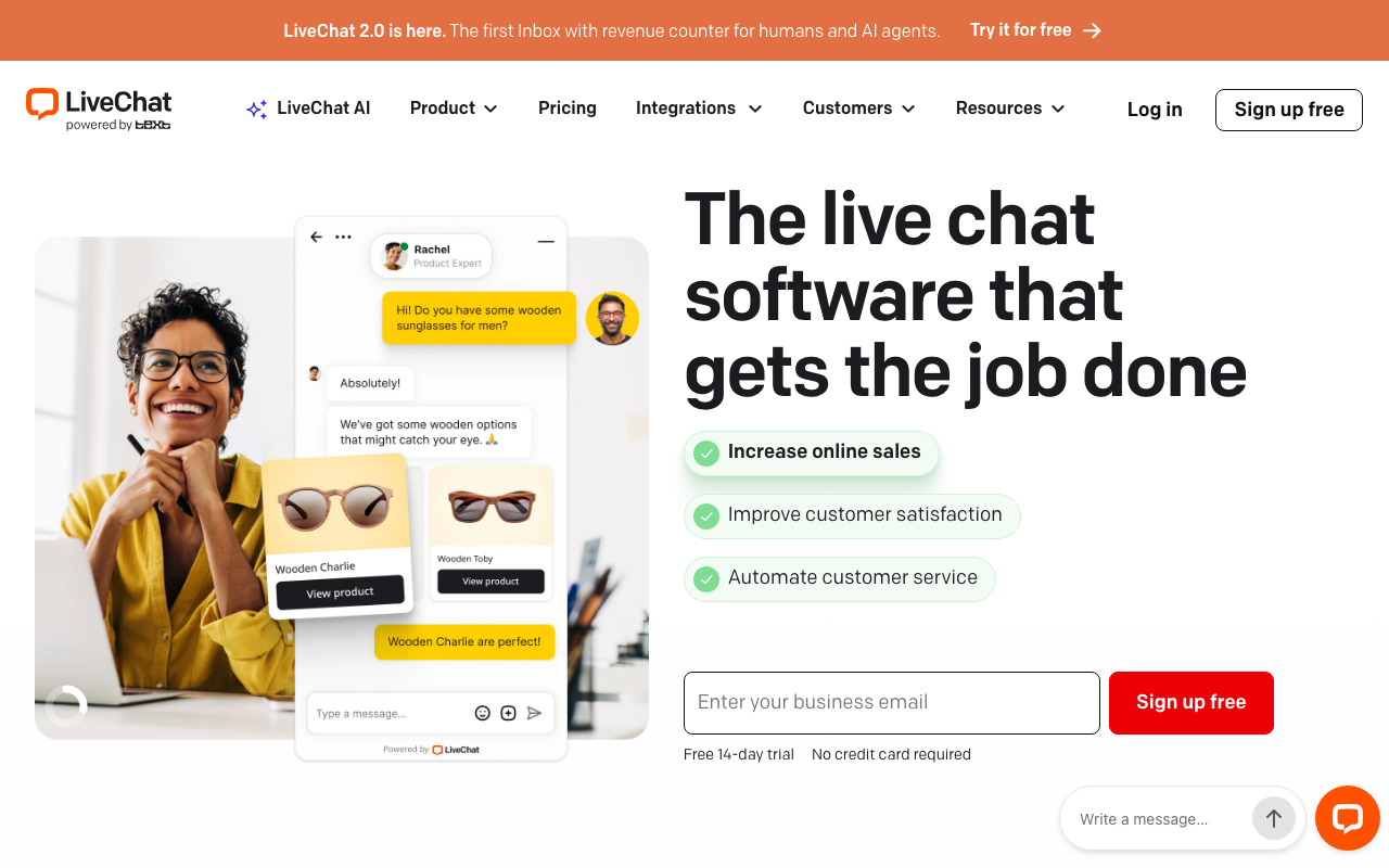 LiveChat homepage