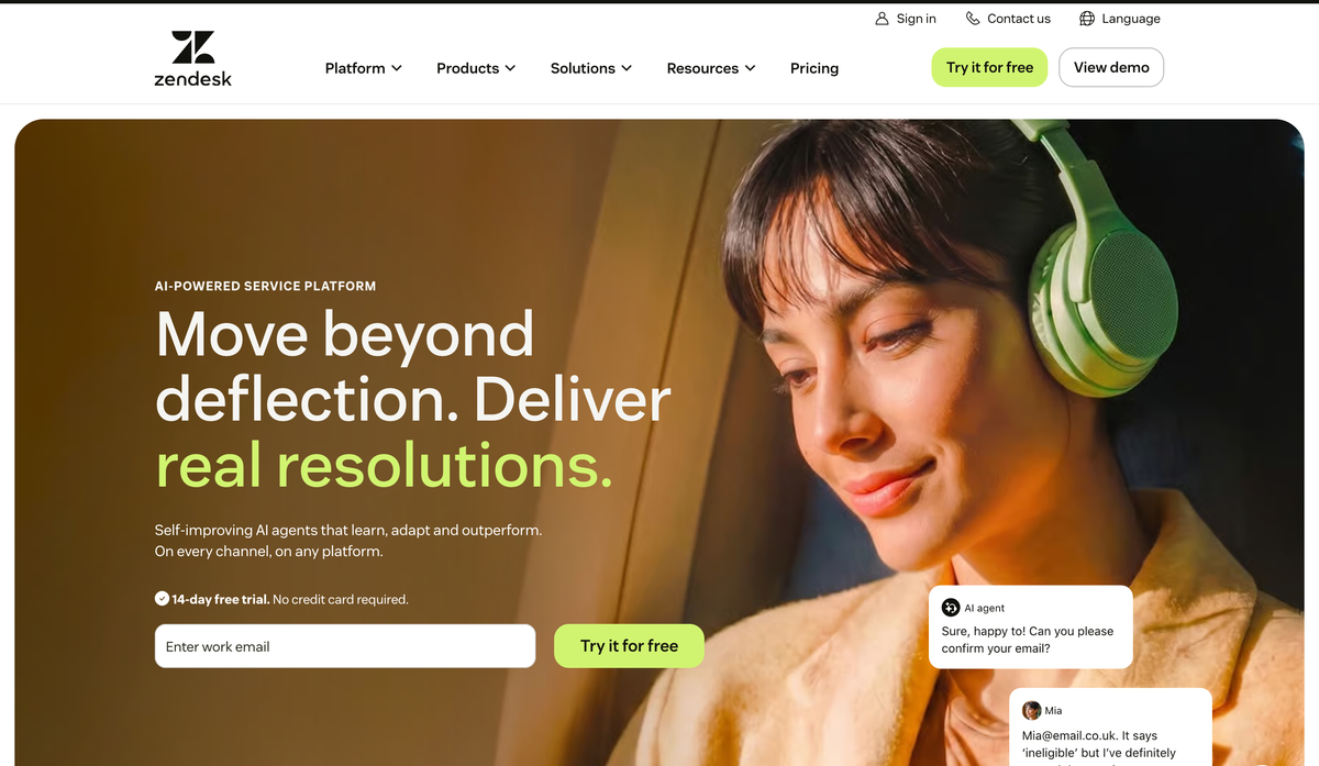 Zendesk: move beyond deflection and deliver real resolutions with AI agents