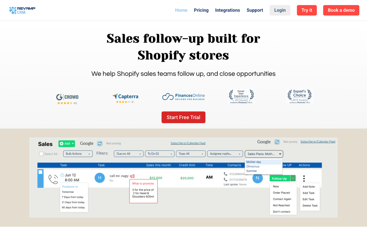 Revamp CRM homepage