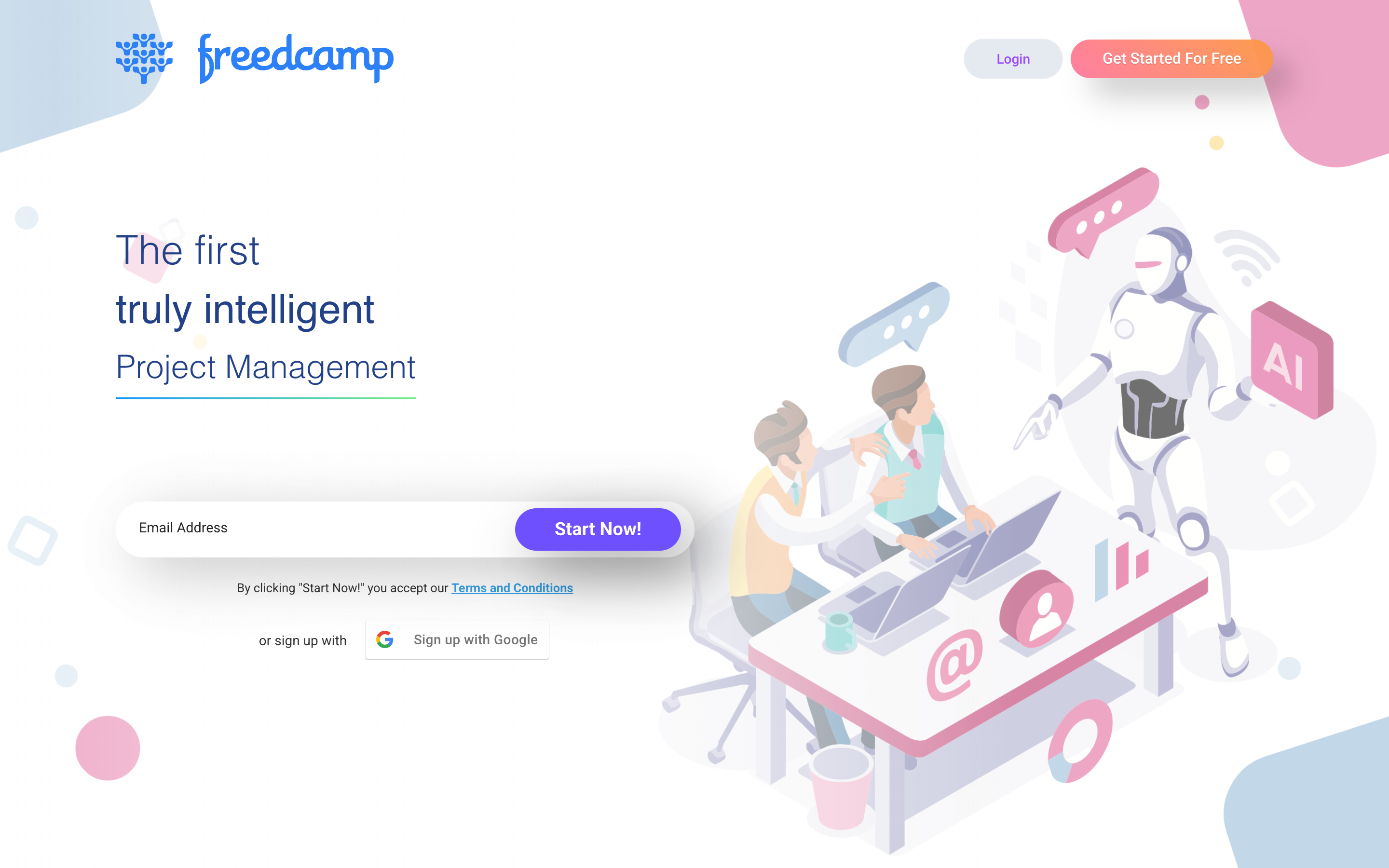 Freedcamp homepage
