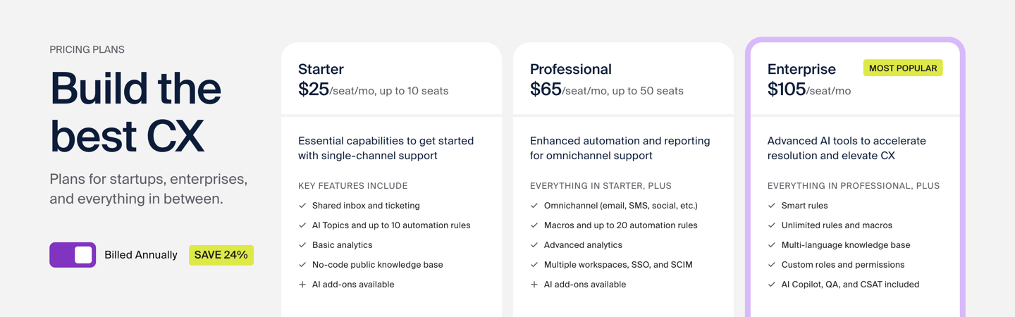 Front pricing plans in 2026: Starter, Professional, and Enterprise