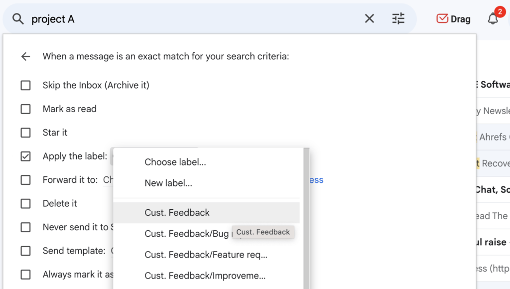gmail move to folder