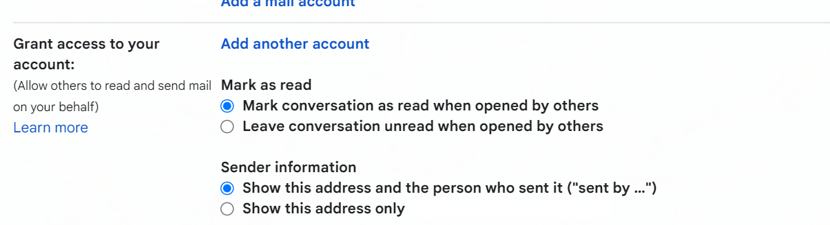 Gmail settings to mark conversations as read