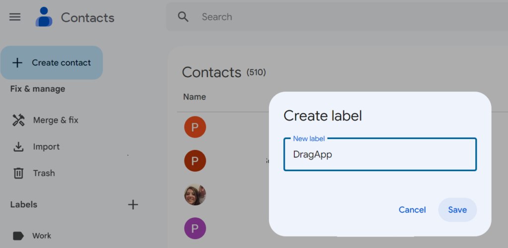 grouo email gmail create label