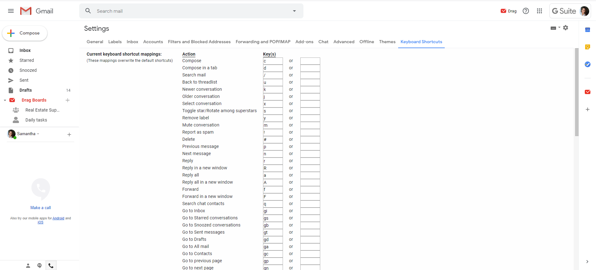 Gmail shortcuts