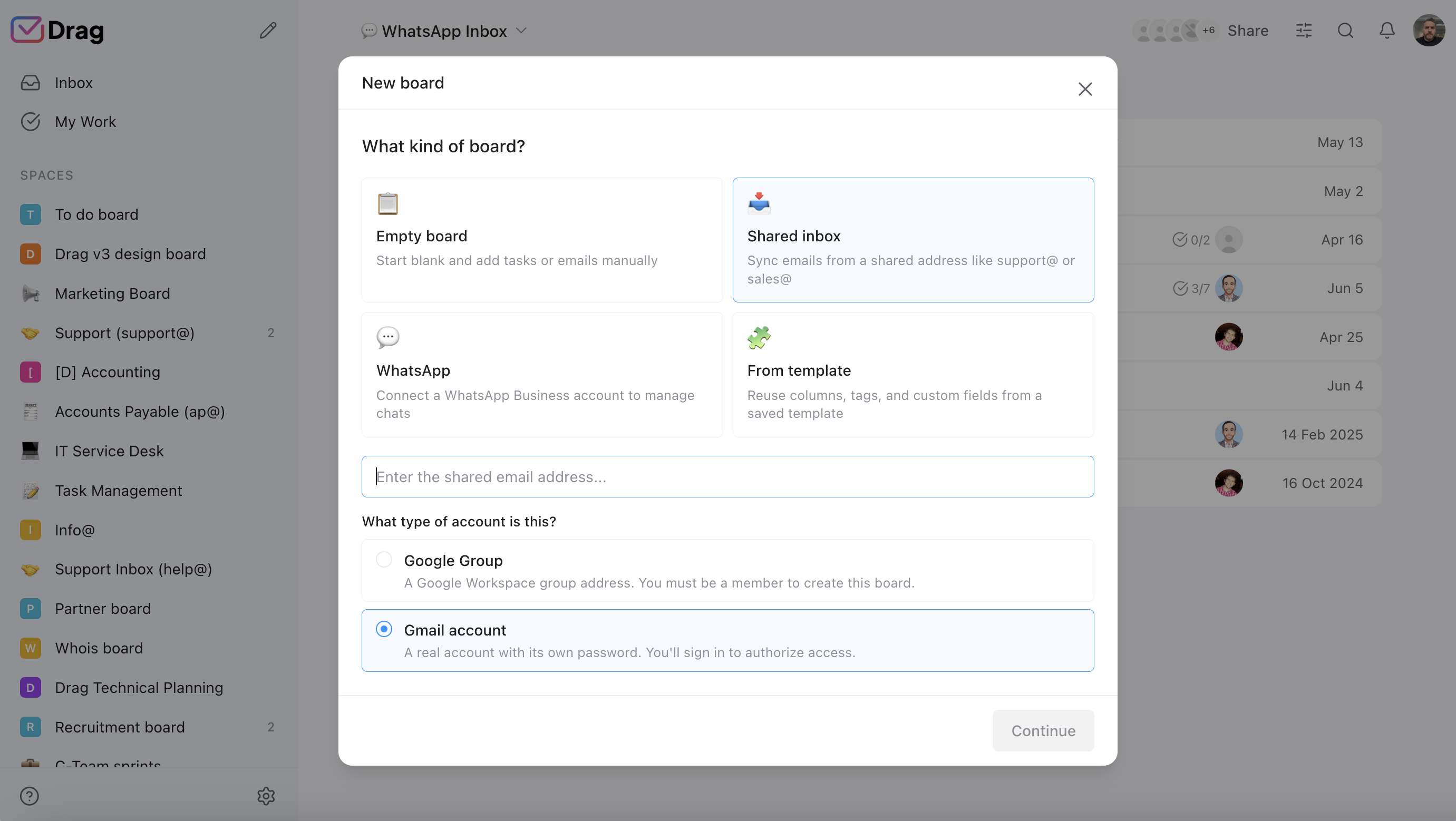 Permission-based shared inbox access