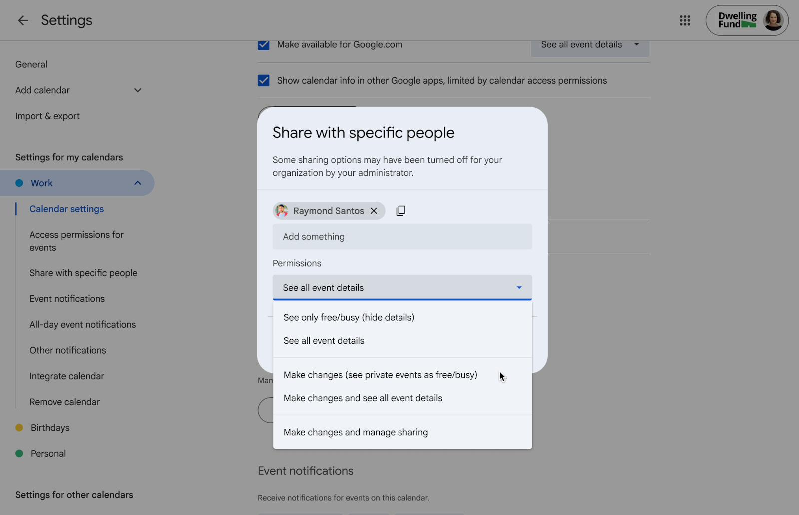 Google's image of the new Google Calendar sharing permission level, from Google's Workspace Updates announcement of July 2026