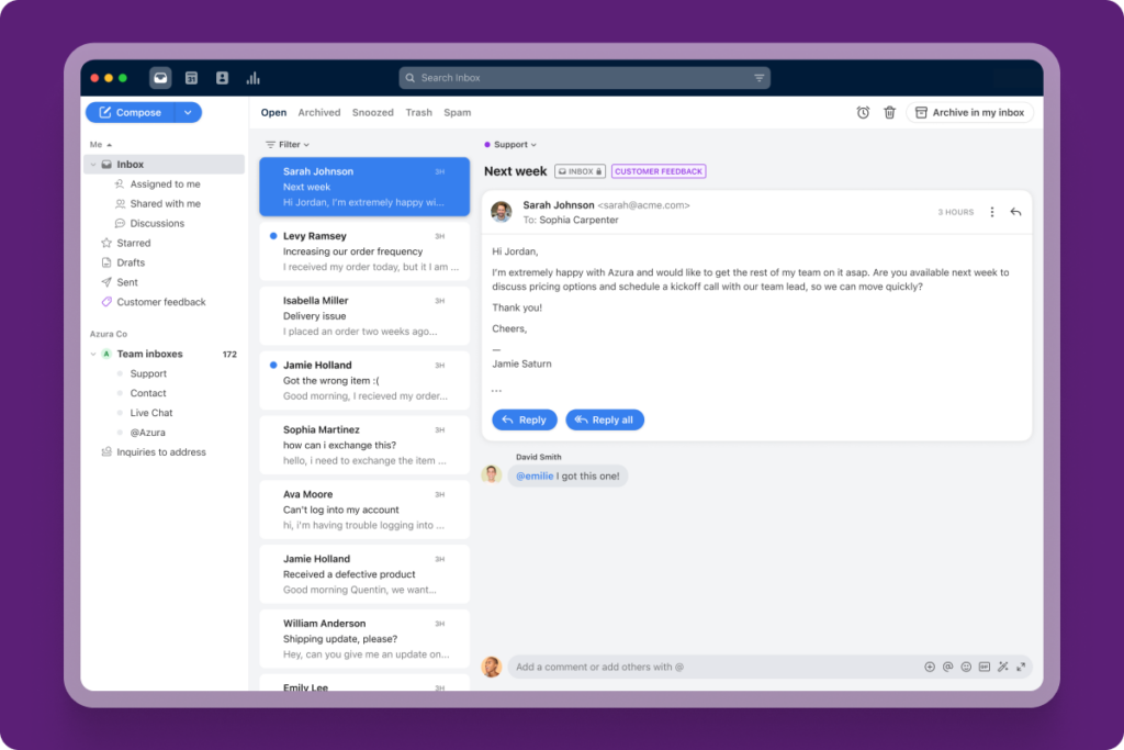 Front multichannel inbox