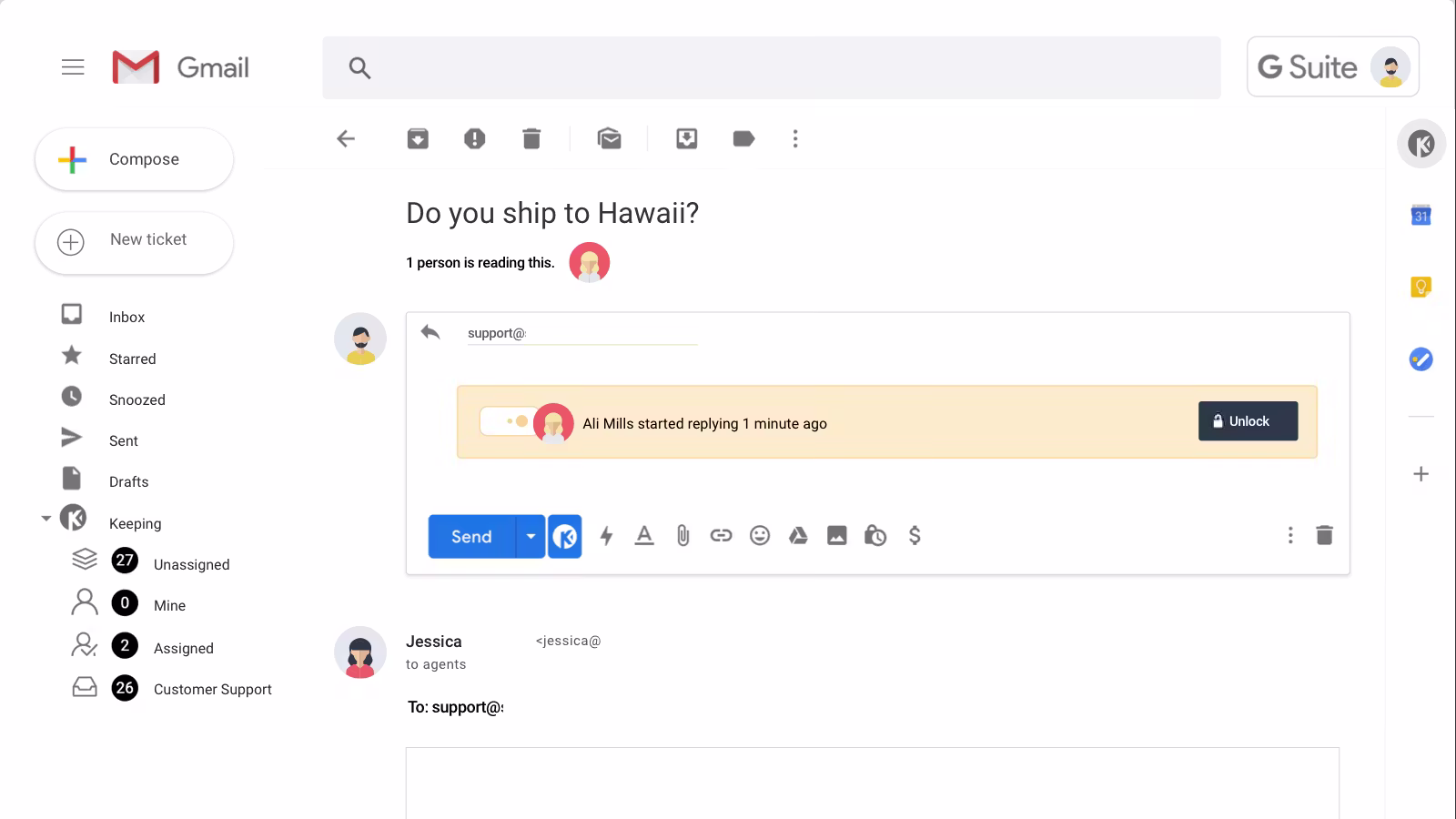 Keeping help desk inside Gmail