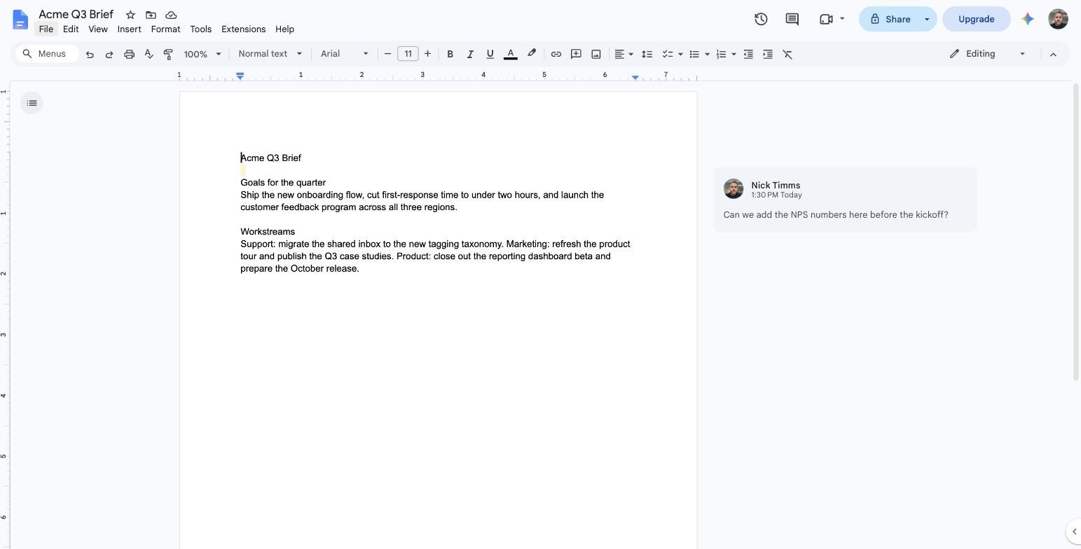 google docs comments