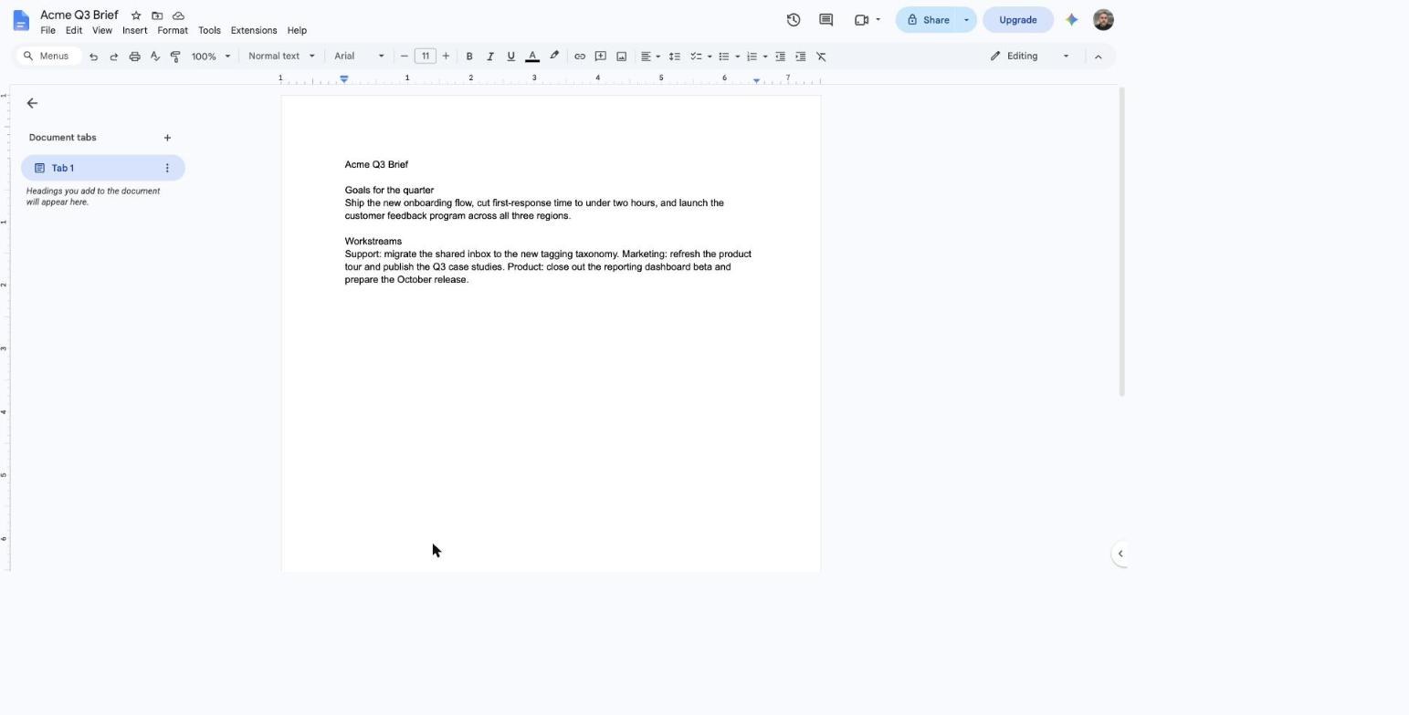Animation of creating a Google Doc