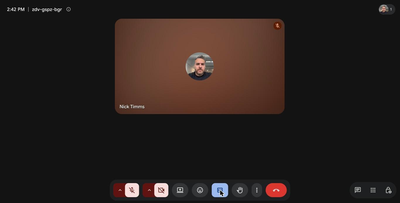 Google Meet with captions turned on