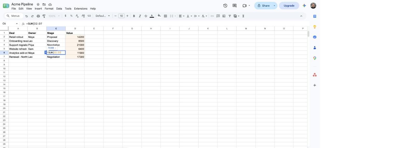 function Google Sheets