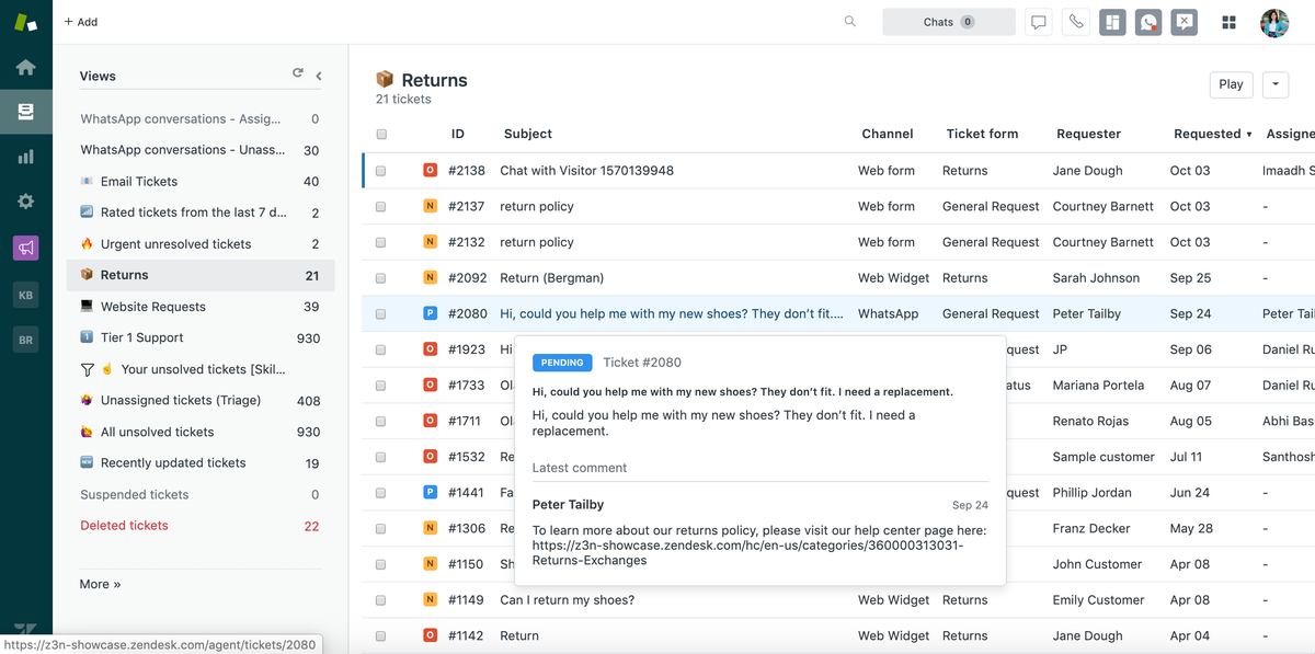 Zendesk support ticketing dashboard