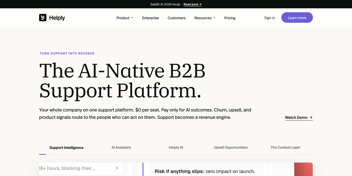 Helply, the AI-native B2B support platform