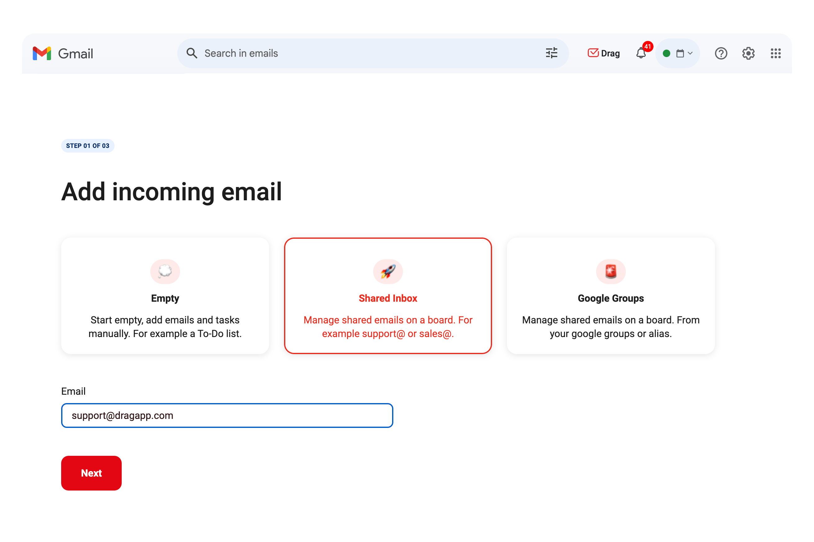 add incoming email