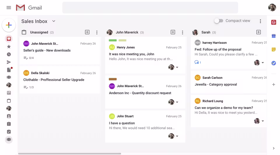 Gmelius shared inbox inside Gmail