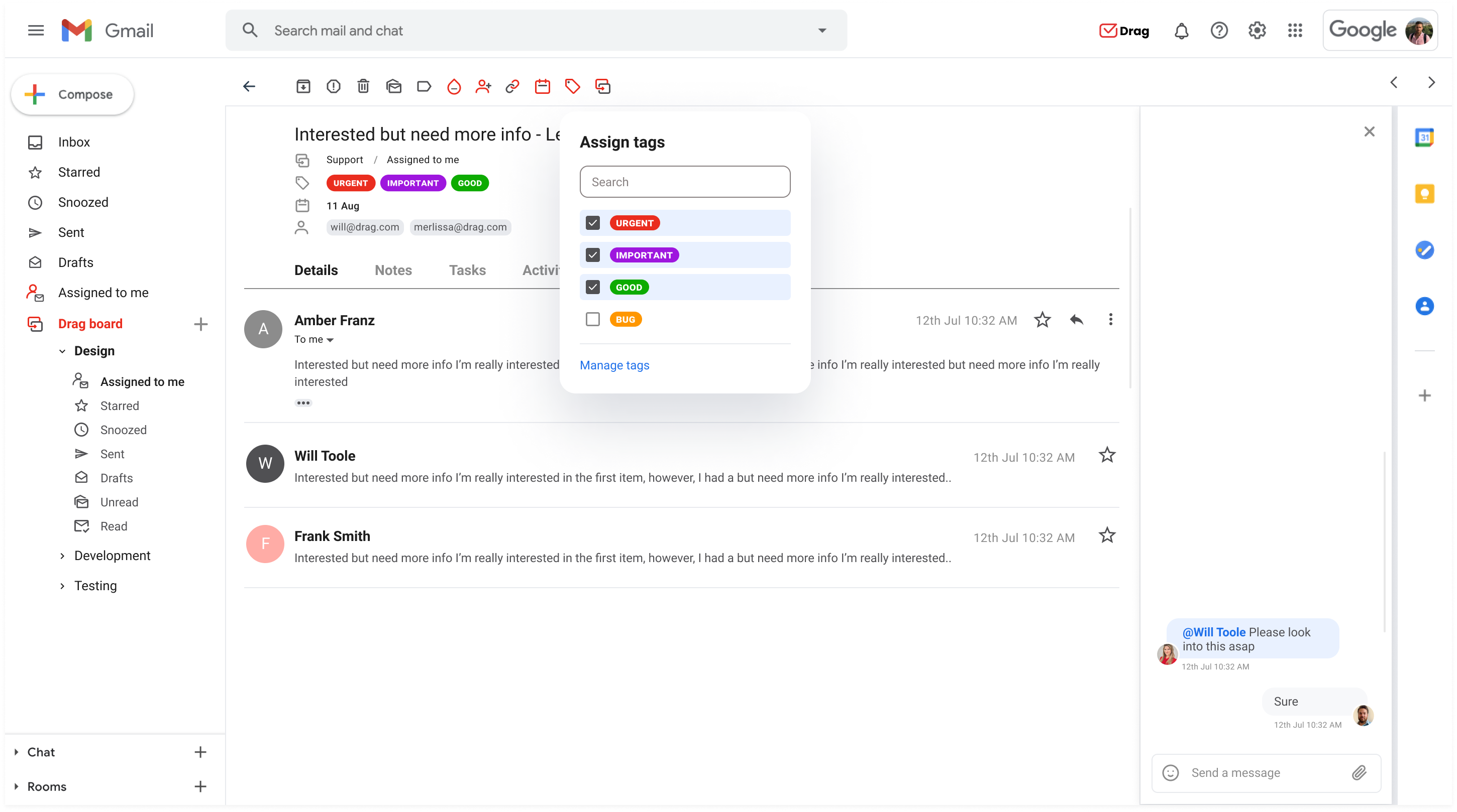 shared gmail labels