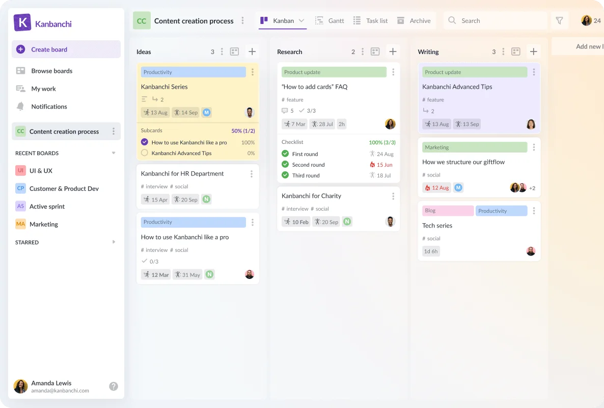 Kanbanchi Kanban board interface