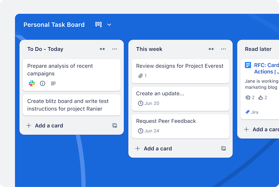 Trello Kanban board interface
