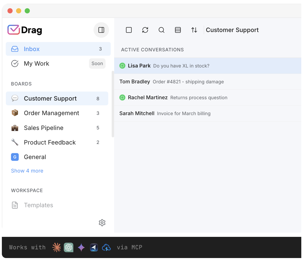 Drag live chat conversation landing in a Gmail shared inbox