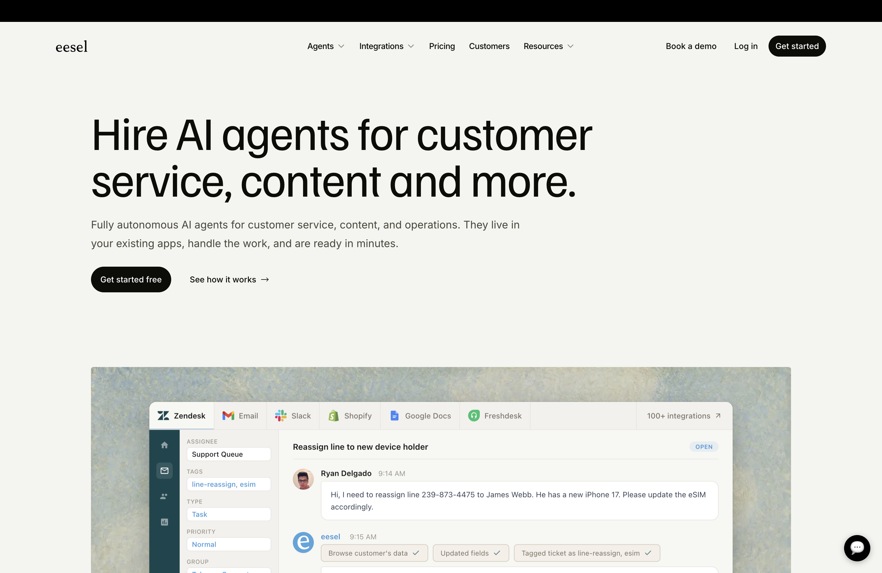 eesel AI homepage
