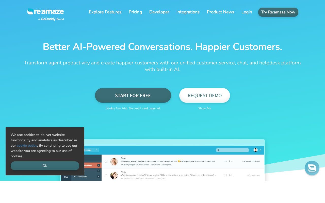 Re:amaze helpdesk homepage