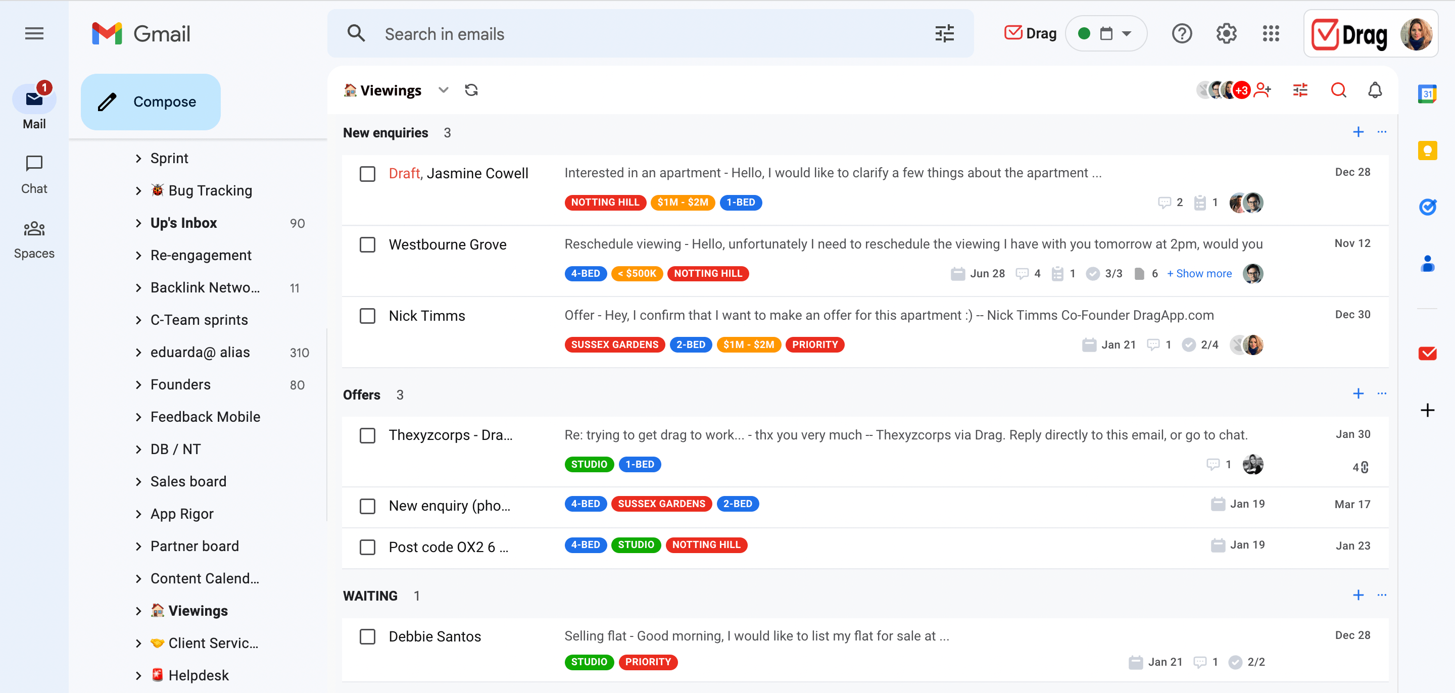 dragapp shared inbox gmail spam