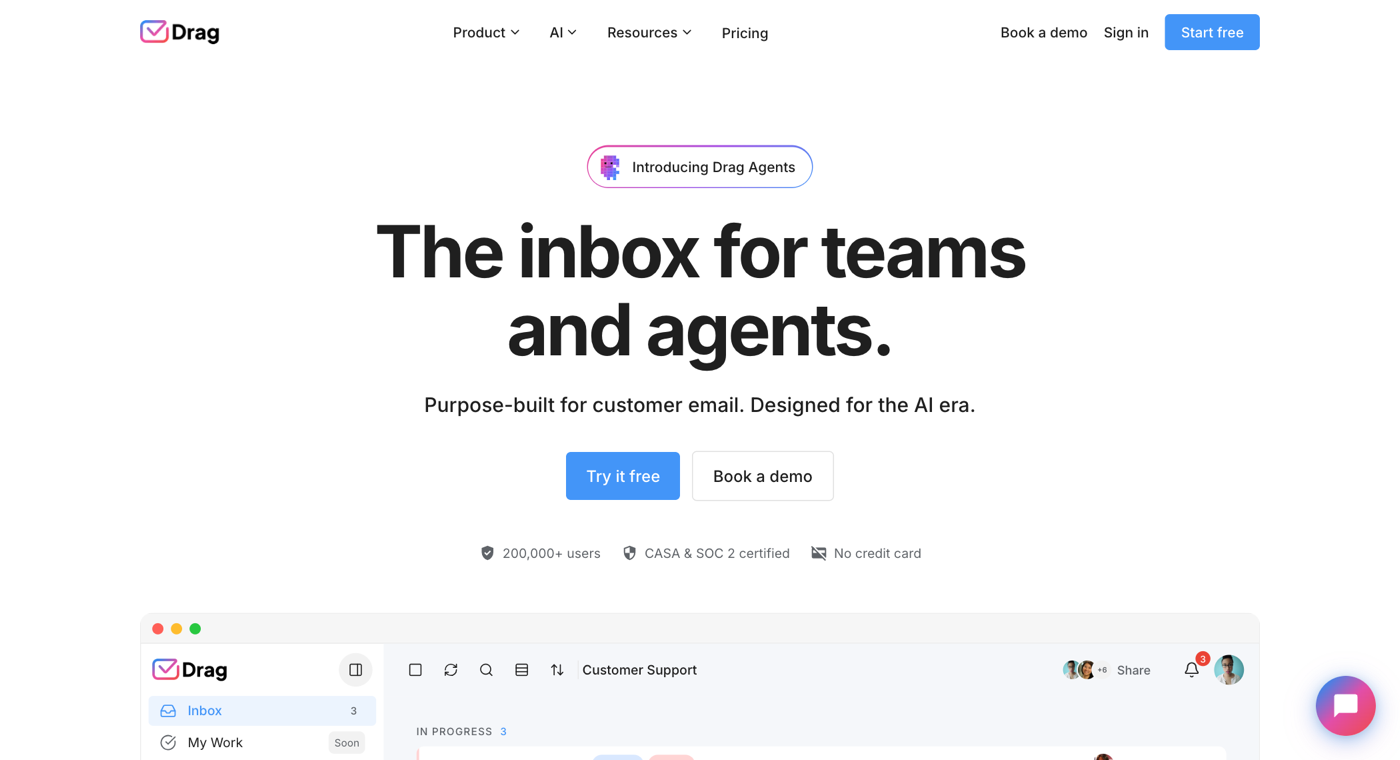 Drag's homepage in 2026