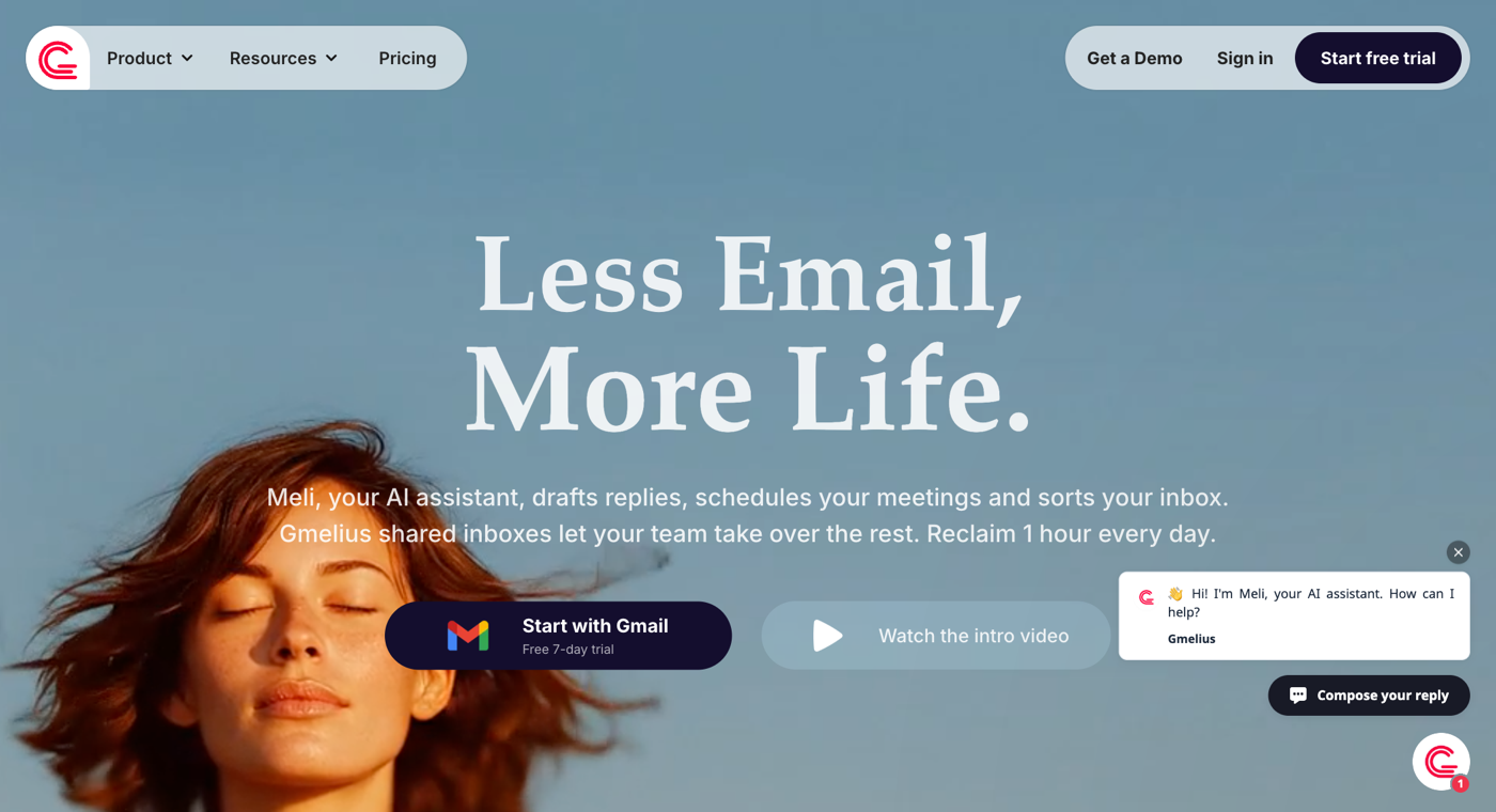 Gmelius's homepage in 2026