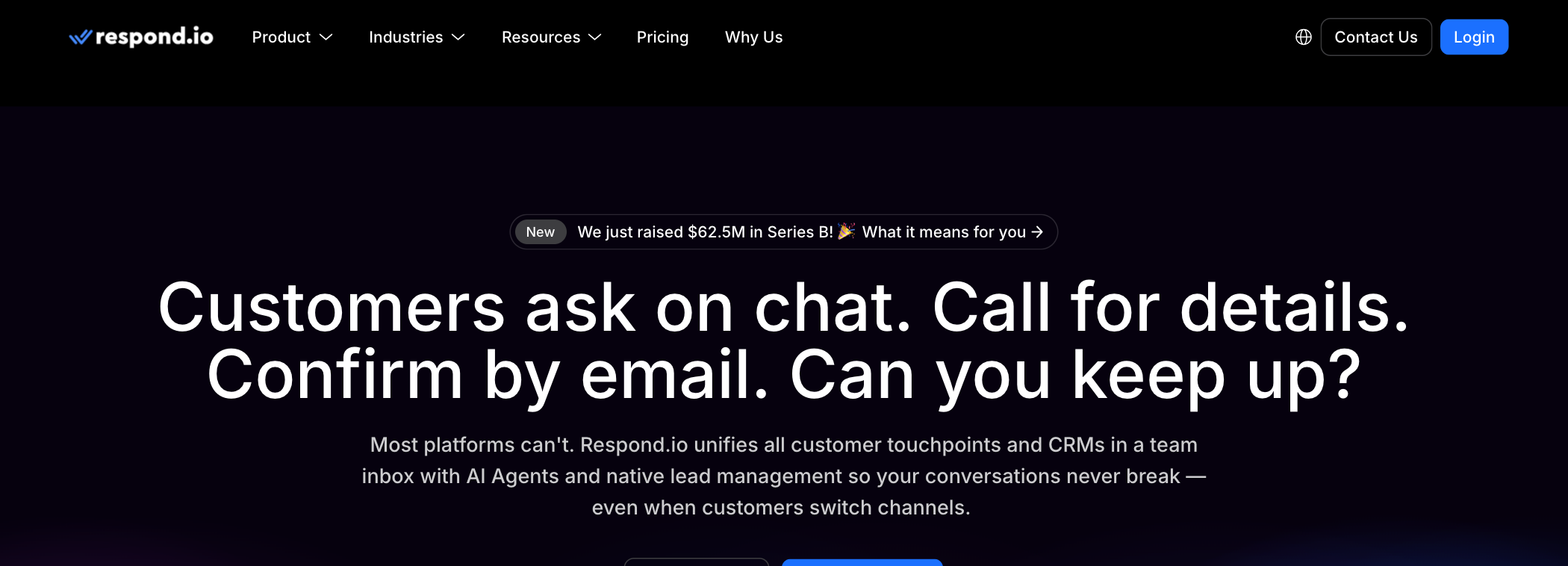 Respond.io homepage