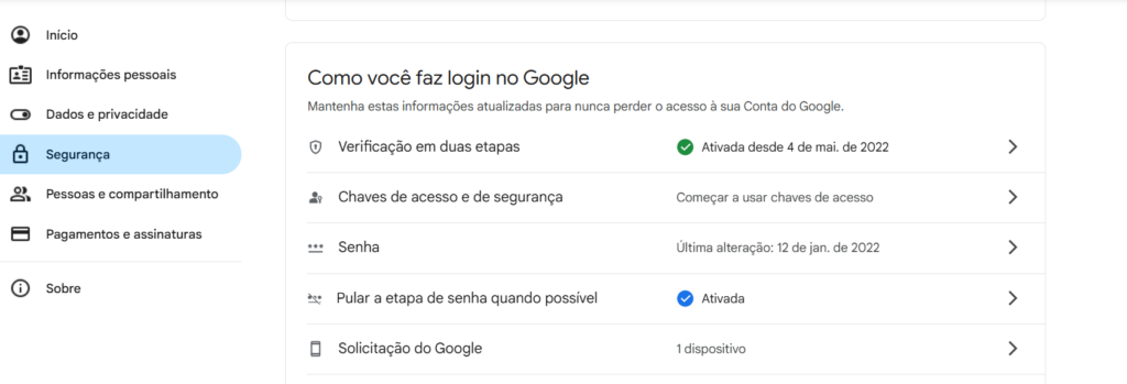 gmail sem celular solicitação do google
