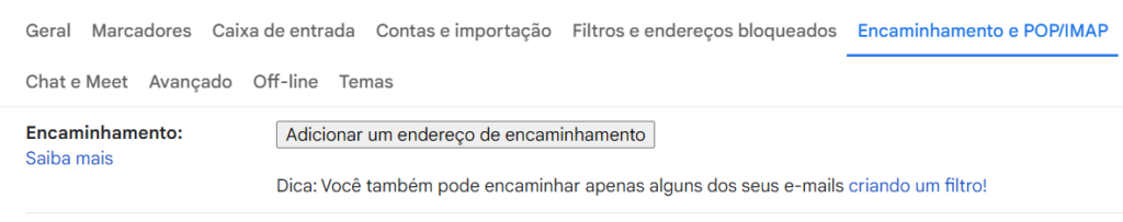 segunda conta no gmail imap pop