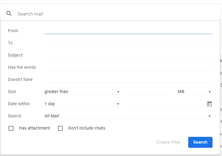 gmail search box