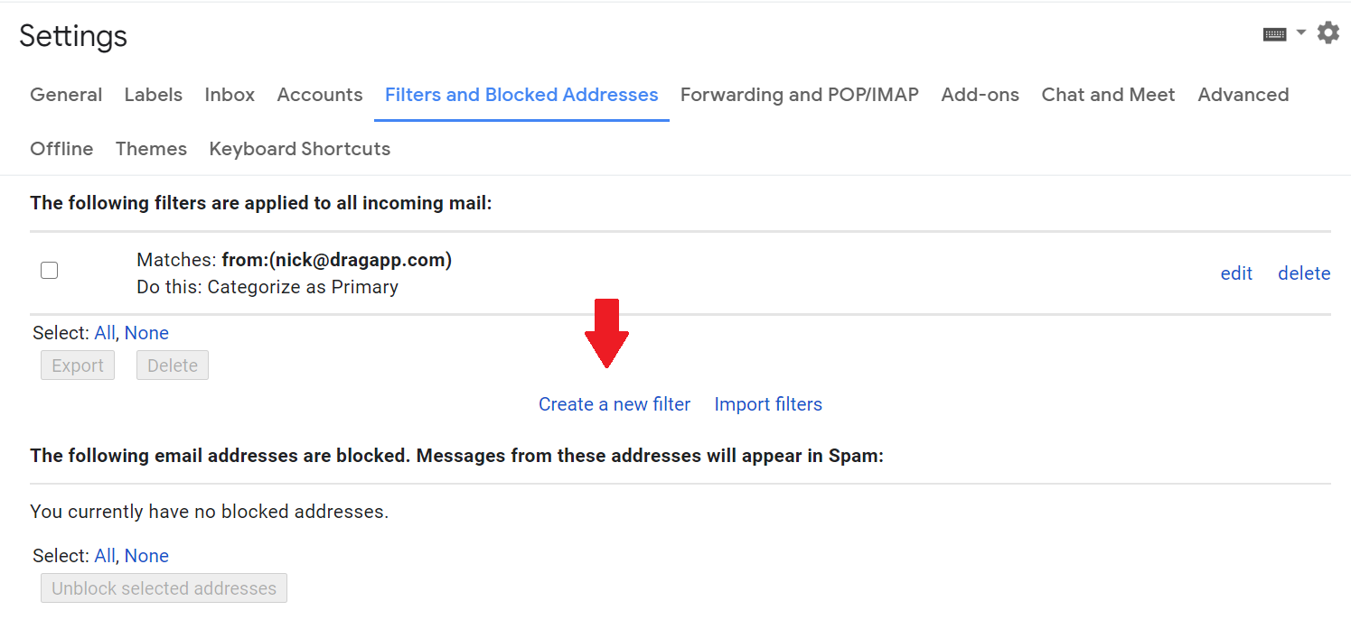 create Gmail filters