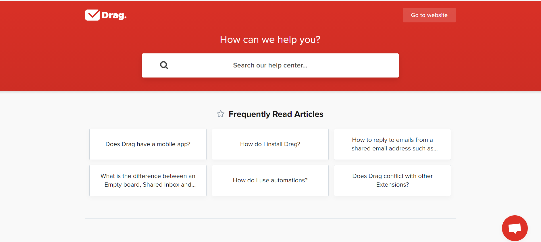Drag Help Center screenshot