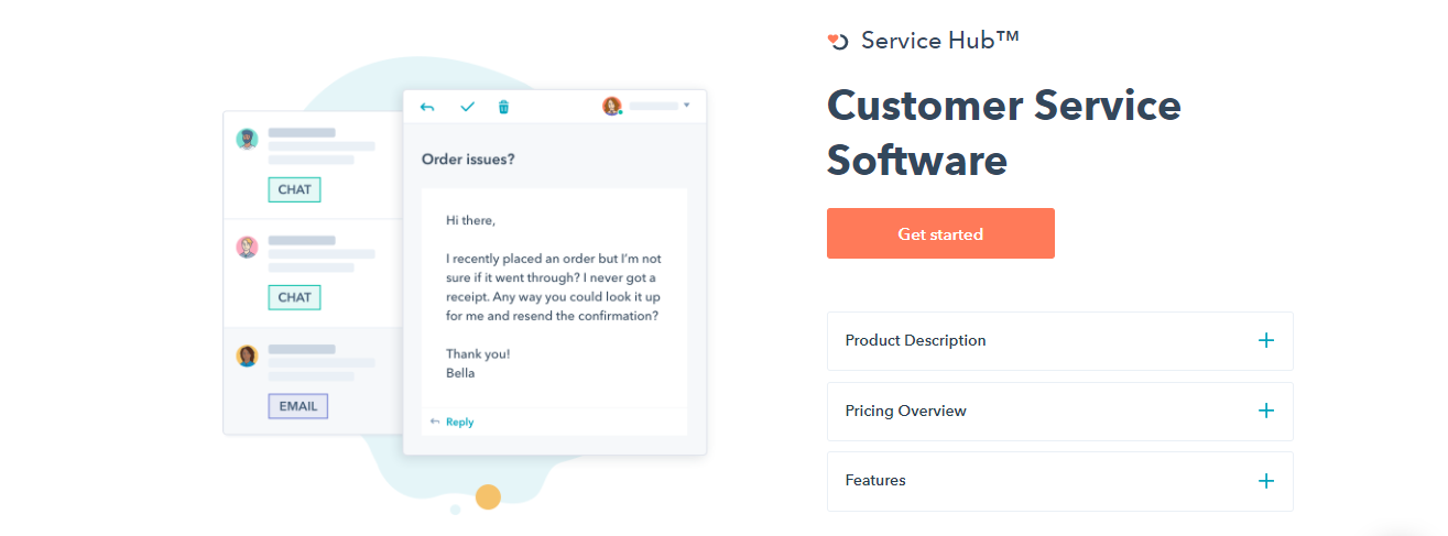 hubspot customer service software page