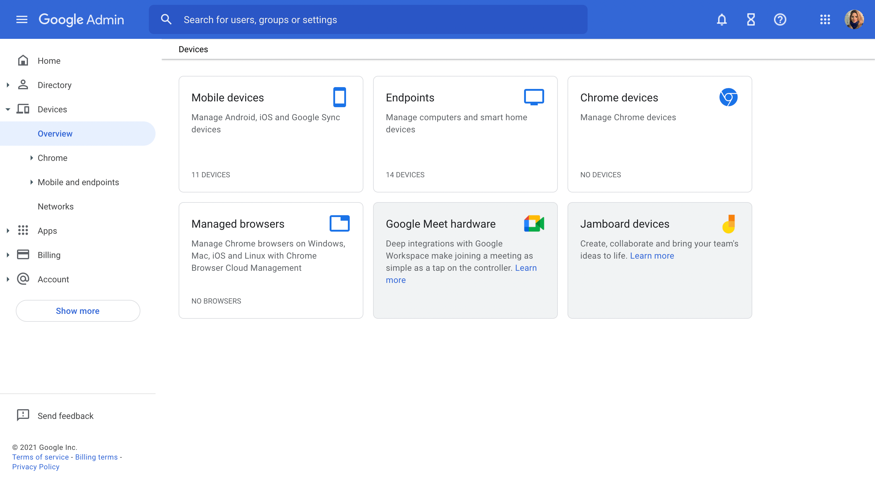 google admin devices screenshot