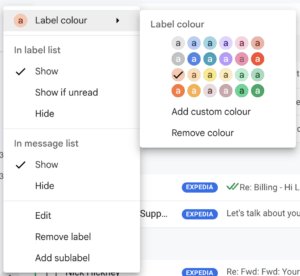 Gmail label colors