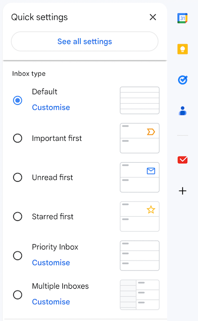 Gmail inbox types