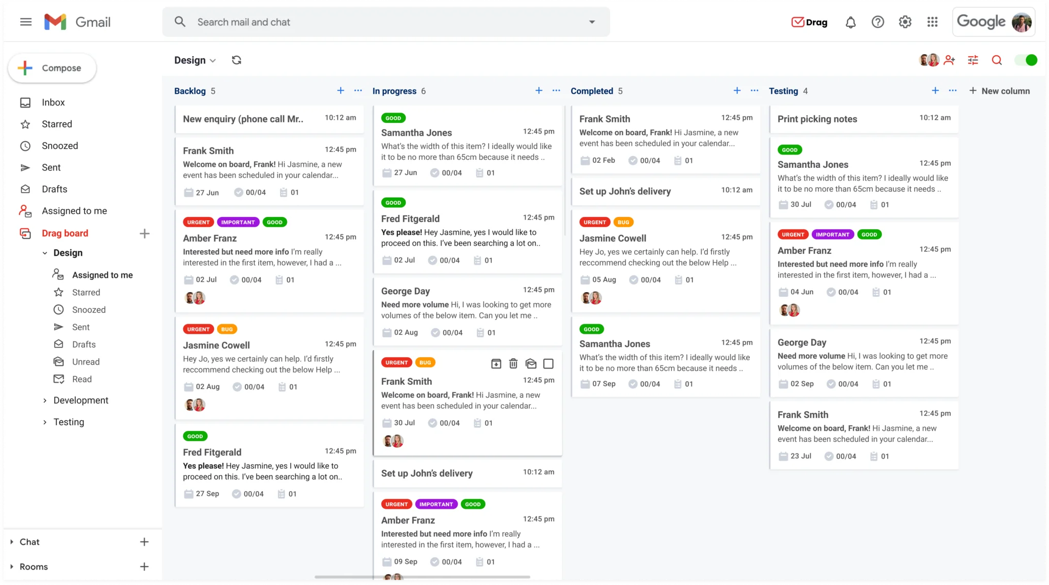 segunda conta no gmail drag