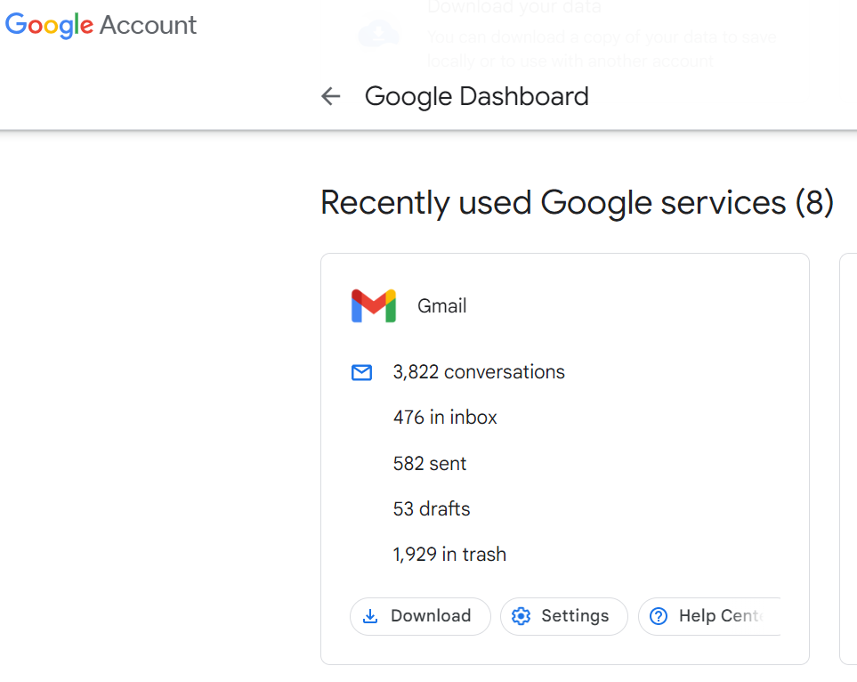 Gmail stats google dashboard