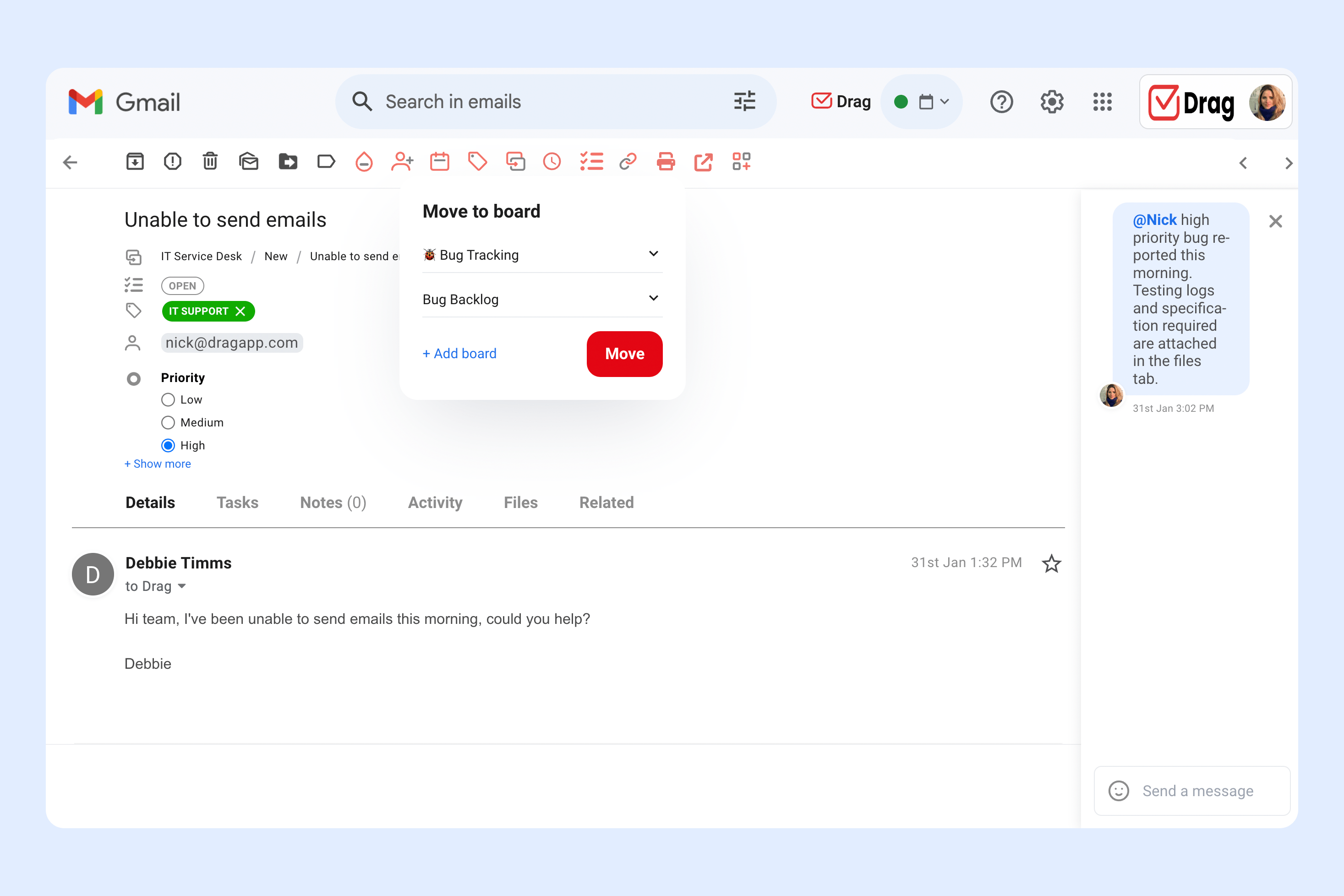 dragapp as it service desk