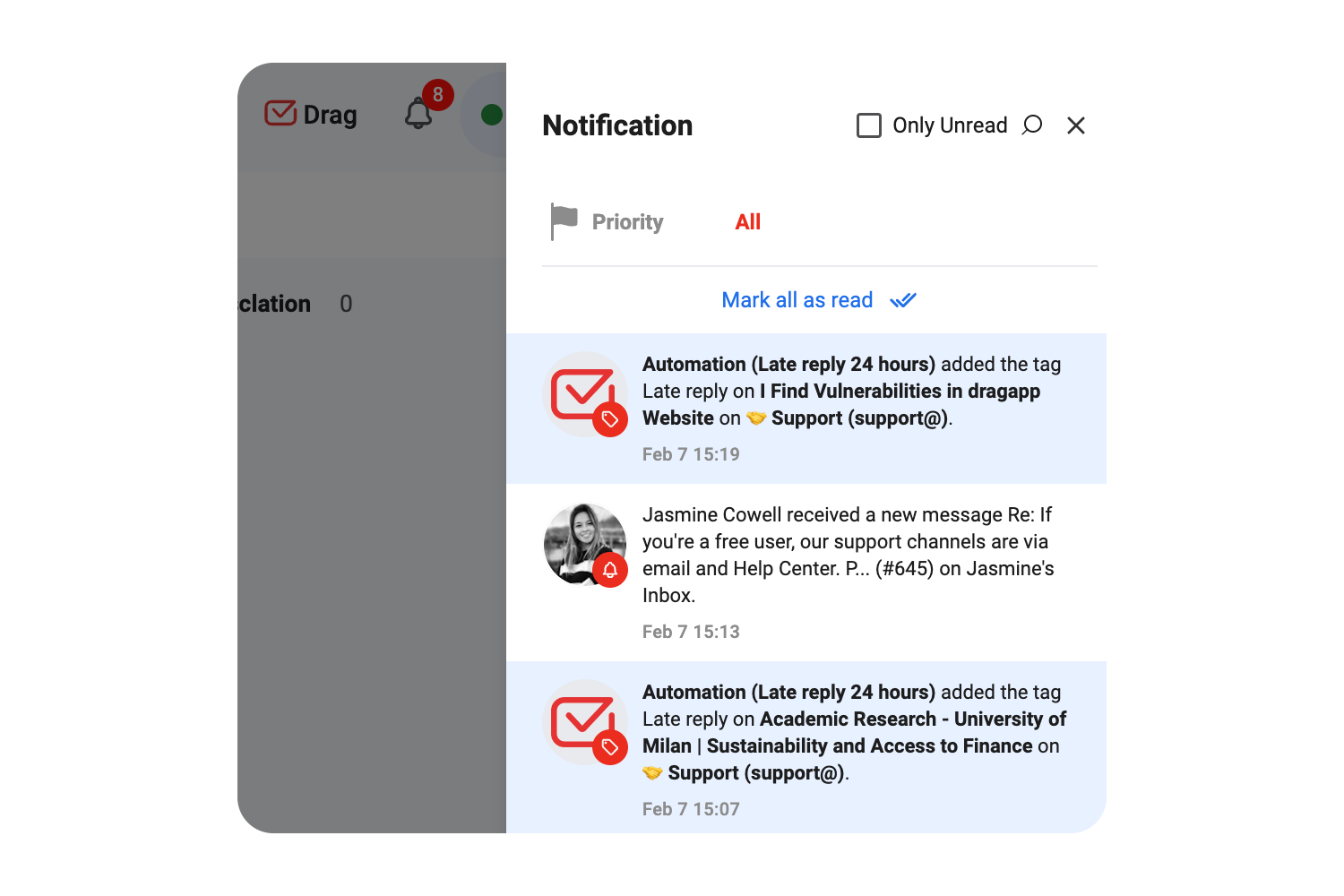 dragapp activity log
