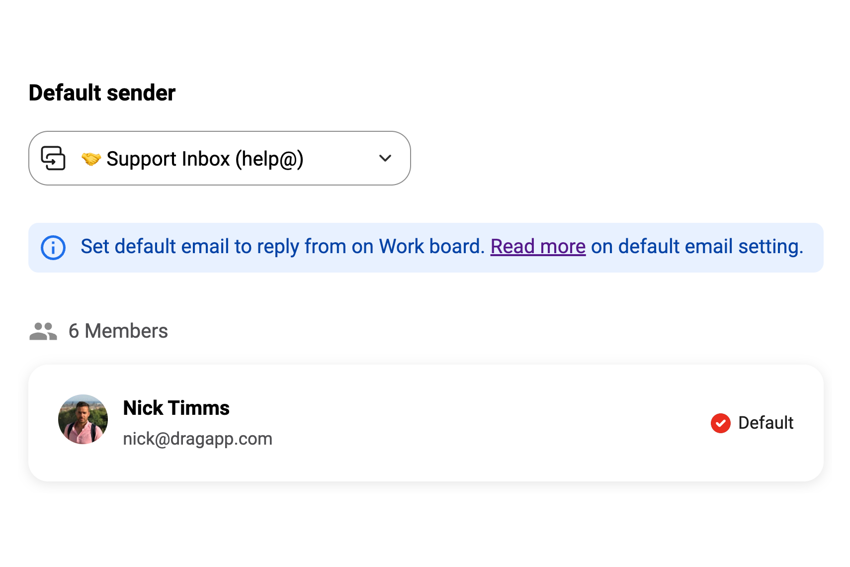 default sender