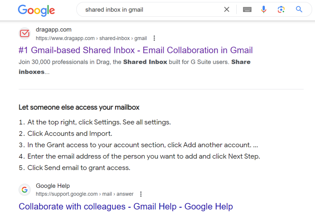 buying software: google search