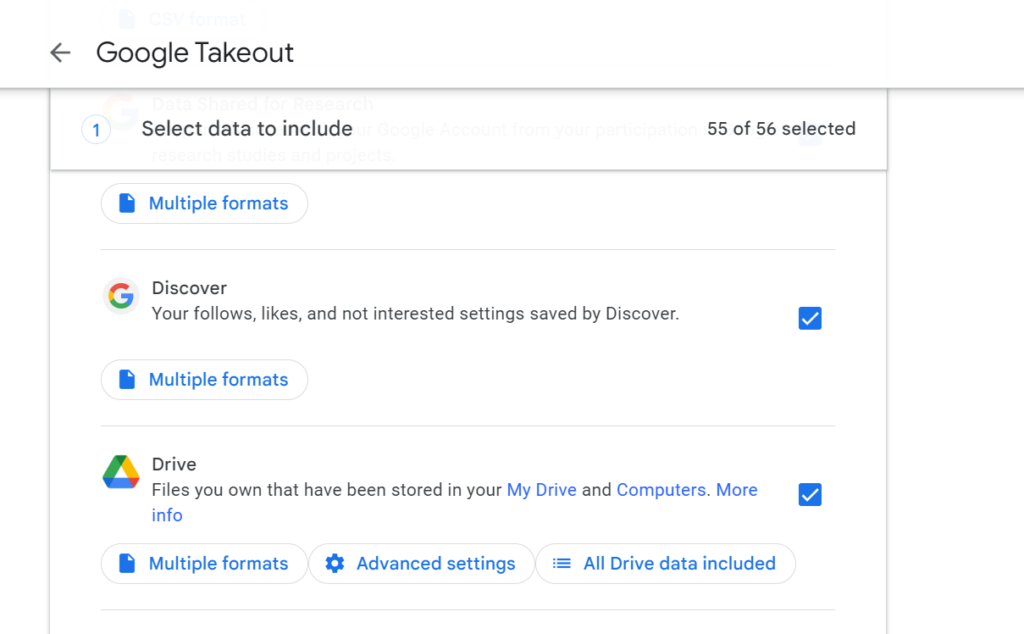 merge two google accounts takeout step 1